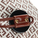 FENDI Zucchino Canvas Tote Bag White Gold Auth 184707V-18