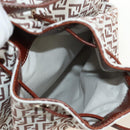 FENDI Zucchino Canvas Tote Bag White Gold Auth 184707V-19