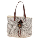 FENDI Zucchino Canvas Tote Bag White Gold Auth 184707V-2