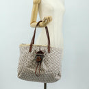 FENDI Zucchino Canvas Tote Bag White Gold Auth 184707V-27