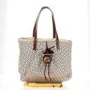 FENDI Zucchino Canvas Tote Bag White Gold Auth 184707V-28