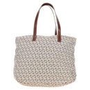 FENDI Zucchino Canvas Tote Bag White Gold Auth 184707V-3