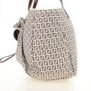 FENDI Zucchino Canvas Tote Bag White Gold Auth 184707V-4