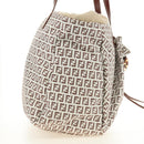 FENDI Zucchino Canvas Tote Bag White Gold Auth 184707V-5