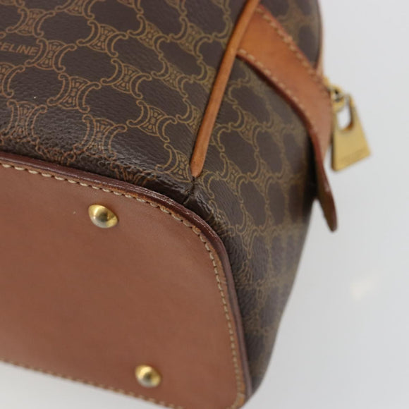 CELINE Macadam Canvas Hand Bag PVC Leather Brown Gold Auth 184709