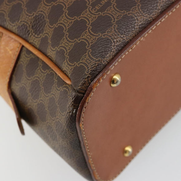 CELINE Macadam Canvas Hand Bag PVC Leather Brown Gold Auth 184709