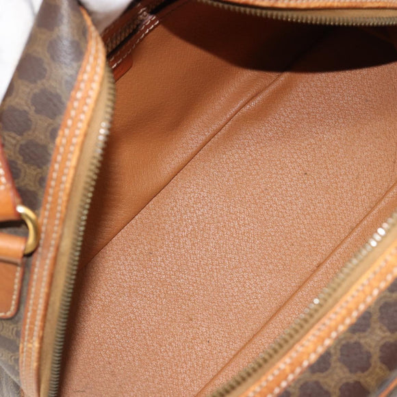 CELINE Macadam Canvas Hand Bag PVC Leather Brown Gold Auth 184709