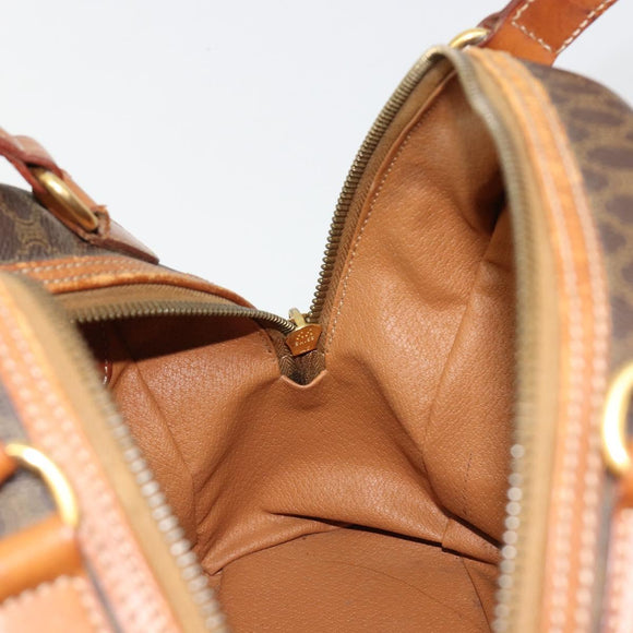 CELINE Macadam Canvas Hand Bag PVC Leather Brown Gold Auth 184709