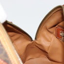 CELINE Macadam Canvas Hand Bag PVC Leather Brown Gold Auth 184709-19