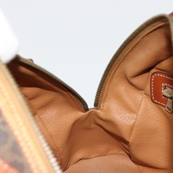 CELINE Macadam Canvas Hand Bag PVC Leather Brown Gold Auth 184709