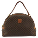 CELINE Macadam Canvas Hand Bag PVC Leather Brown Gold Auth 184709-2