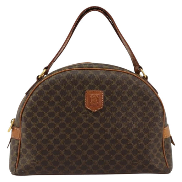 CELINE Macadam Canvas Hand Bag PVC Leather Brown Gold Auth 184709