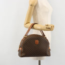 CELINE Macadam Canvas Hand Bag PVC Leather Brown Gold Auth 184709-23