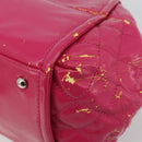 CHANEL Chain Tote Bag Gecoat Canvas Roze Zilveren CC Auth 184710-15