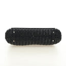 Salvatore Ferragamo Gancini Hand Bag Rattan Black Silver Auth 184711V-10