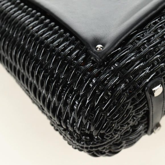 Salvatore Ferragamo Gancini Handtasche Rattan Schwarz Silber Original 184711V