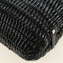 Salvatore Ferragamo Gancini Hand Bag Rattan Black Silver Auth 184711V-13