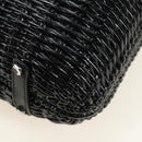 Salvatore Ferragamo Gancini Hand Bag Rattan Black Silver Auth 184711V-14