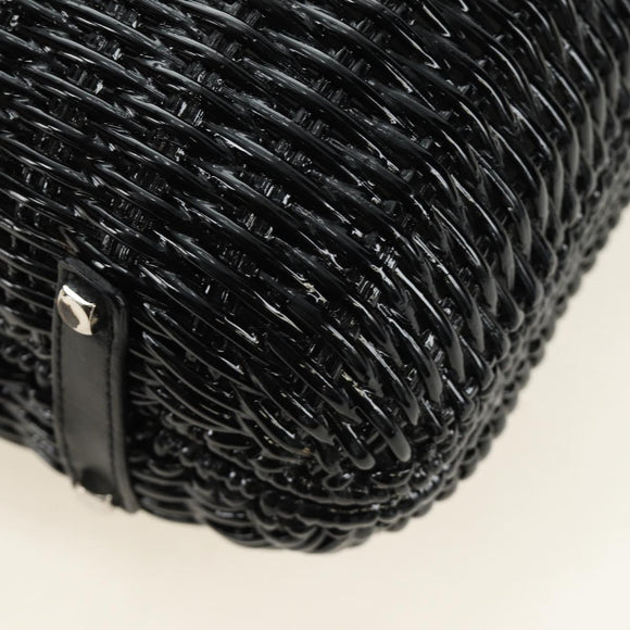 Salvatore Ferragamo Gancini Handtasche Rattan Schwarz Silber Original 184711V