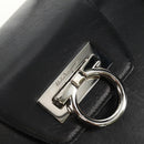 Salvatore Ferragamo Gancini Hand Bag Rattan Black Silver Auth 184711V-15