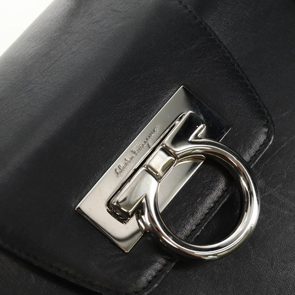 Salvatore Ferragamo Gancini Handtasche Rattan Schwarz Silber Original 184711V