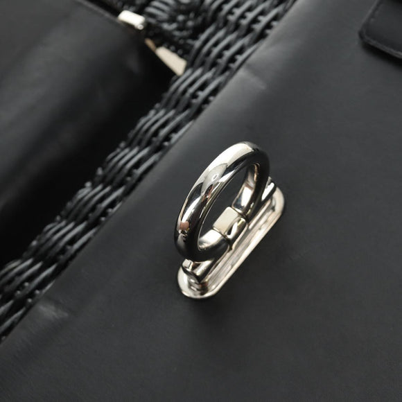 Salvatore Ferragamo Gancini Handtasche Rattan Schwarz Silber Original 184711V