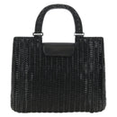 Salvatore Ferragamo Gancini Hand Bag Rattan Black Silver Auth 184711V-3
