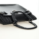 Salvatore Ferragamo Gancini Hand Bag Rattan Black Silver Auth 184711V-6