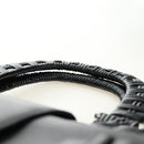 Salvatore Ferragamo Gancini Hand Bag Rattan Black Silver Auth 184711V-9