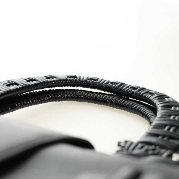 Salvatore Ferragamo Gancini Handtasche Rattan Schwarz Silber Original 184711V