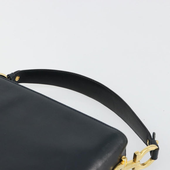Salvatore Ferragamo Shoulder Bag Leather 2way Navy Gold Auth 184712
