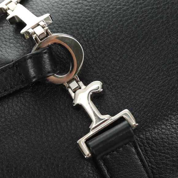 Christian Dior Boston Bag Leather Black Silver Auth 184720SAM