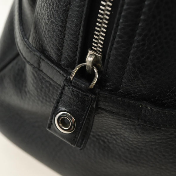Christian Dior Boston Bag Leather Black Silver Auth 184720SAM