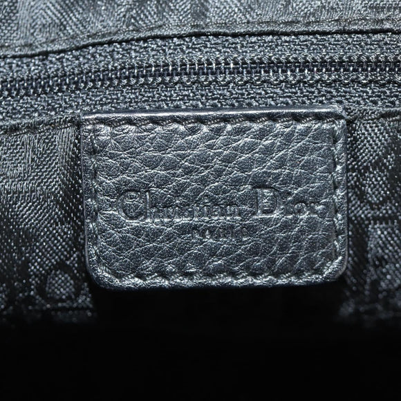 Christian Dior Boston Bag Leather Black Silver Auth 184720SAM