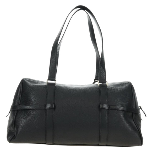 Christian Dior Boston Bag Leather Black Silver Auth 184720SAM