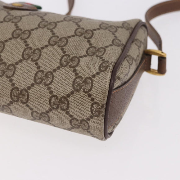 GUCCI GG Supreme Web Sherry Line Bag PVC Beige Gold 89 02 018 Auth 184723