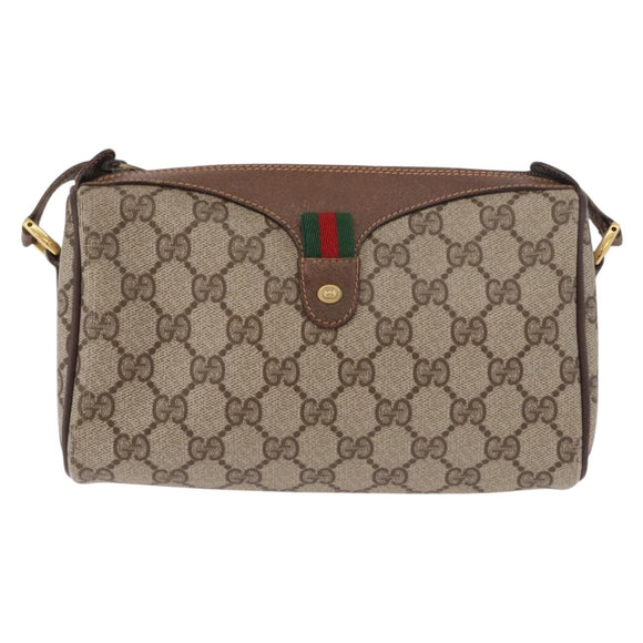 GUCCI GG Supreme Web Sherry Line Bag PVC Beige Gold 89 02 018 Auth 184723
