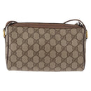 GUCCI GG Supreme Web Sherry Line Bag PVC Beige Gold 89 02 018 Auth 184723-3
