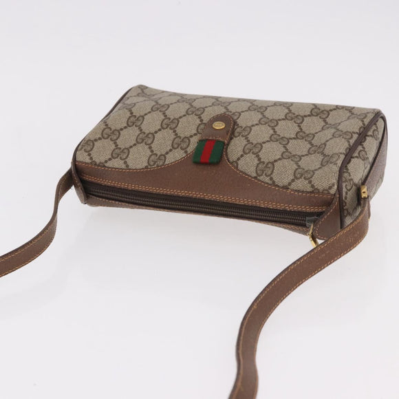 GUCCI GG Supreme Web Sherry Line Bag PVC Beige Gold 89 02 018 Auth 184723