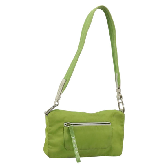 PRADA Shoulder Bag Nylon Green Silver Auth 184724A