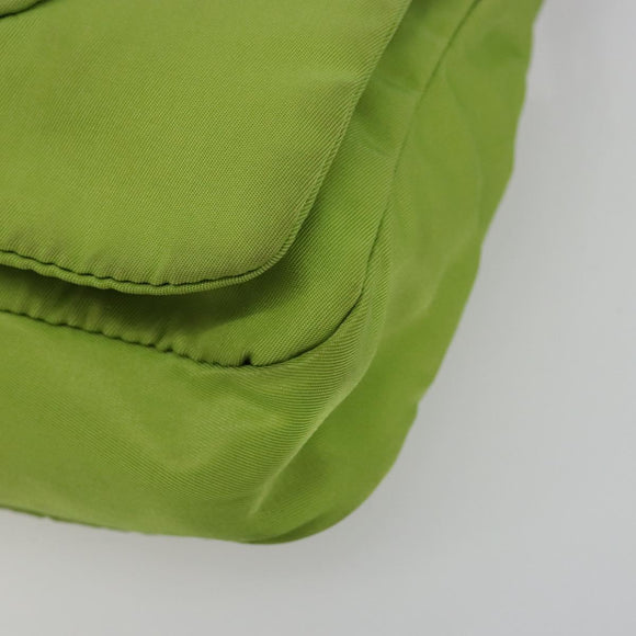 PRADA Shoulder Bag Nylon Green Silver Auth 184724A
