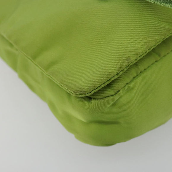 PRADA Shoulder Bag Nylon Green Silver Auth 184724A