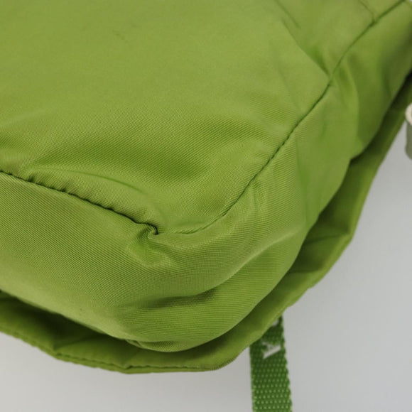 PRADA Shoulder Bag Nylon Green Silver Auth 184724A