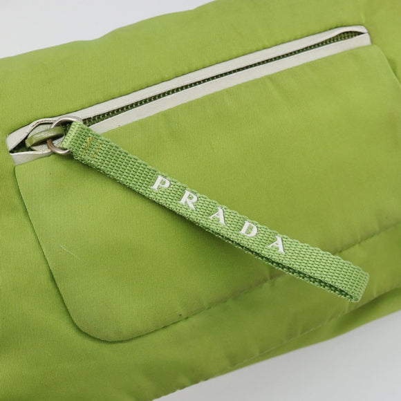PRADA Shoulder Bag Nylon Green Silver Auth 184724A