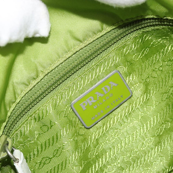 PRADA Shoulder Bag Nylon Green Silver Auth 184724A