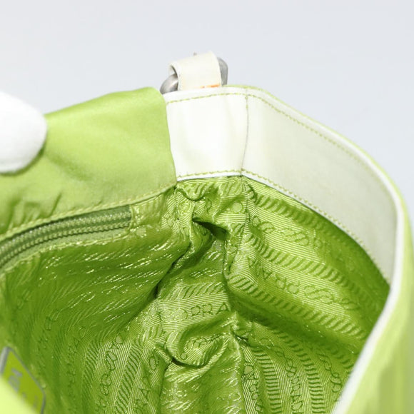 PRADA Shoulder Bag Nylon Green Silver Auth 184724A