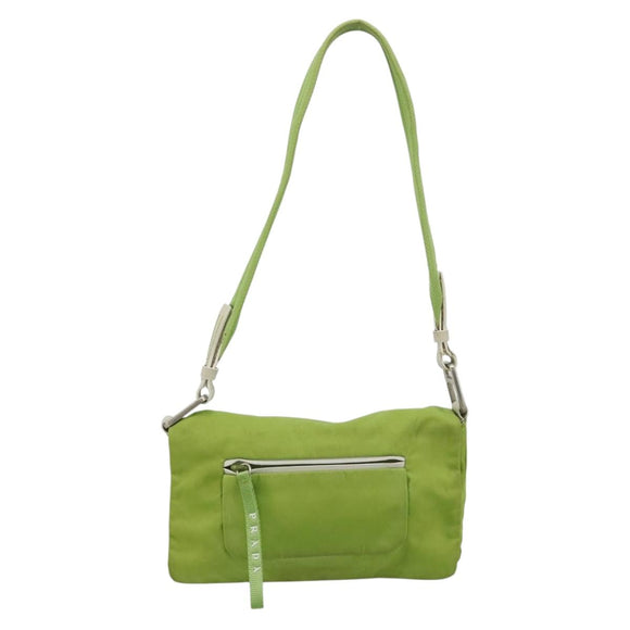 PRADA Shoulder Bag Nylon Green Silver Auth 184724A