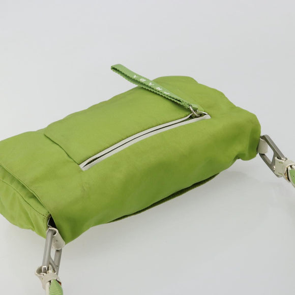 PRADA Shoulder Bag Nylon Green Silver Auth 184724A