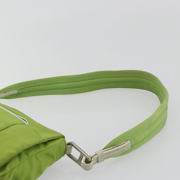 PRADA Shoulder Bag Nylon Green Silver Auth 184724A