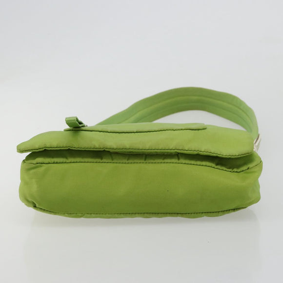 PRADA Shoulder Bag Nylon Green Silver Auth 184724A